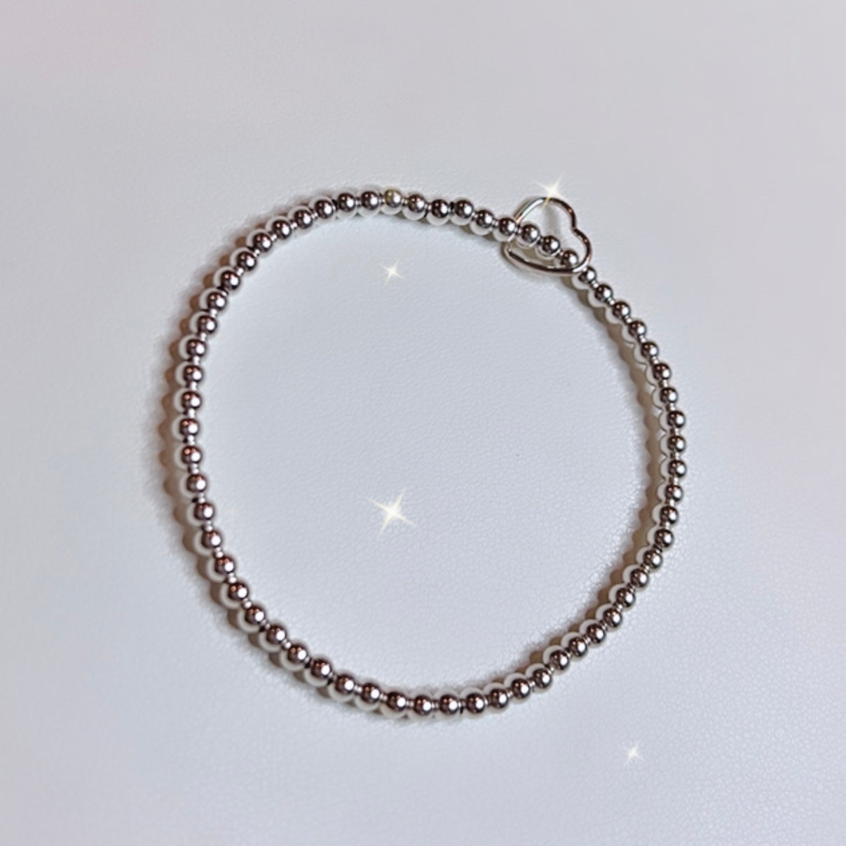 The Heart of Silver (3mm Sterling Silver Beaded Bracelet)