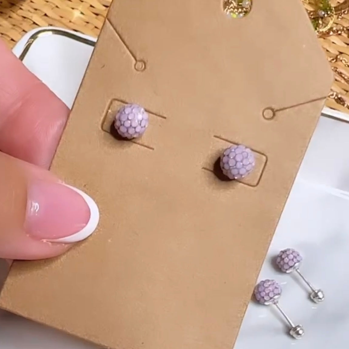 Lavender Stud Earrings (with Screw Backs) - 5mm