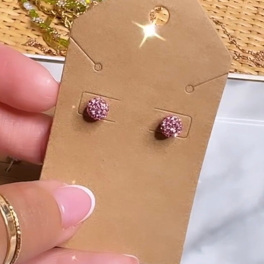 Rose Sparkly Stud Earrings (with Screw Backs) - 5mm