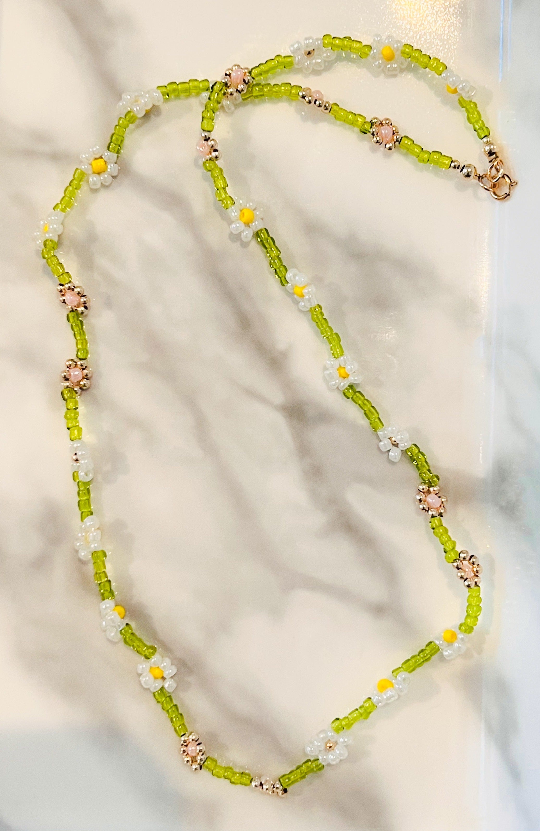 Daisy Waterfall Beaded Necklace – Guelaguetza Designs